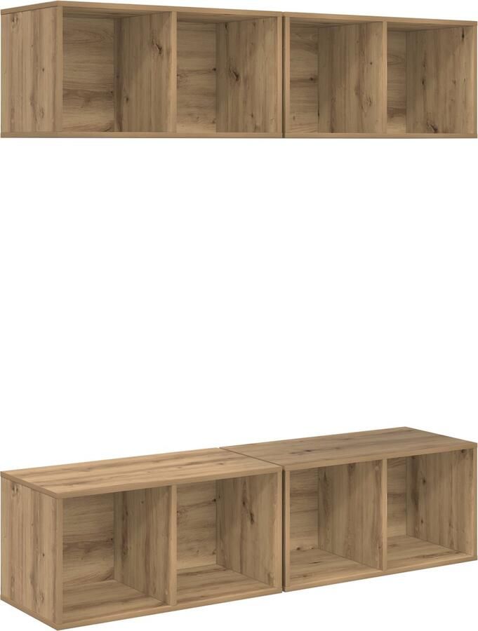 VidaXL Wand TV Kast 4 pcs artisanaal eikenkleurig 37 x 37 x 72 cm