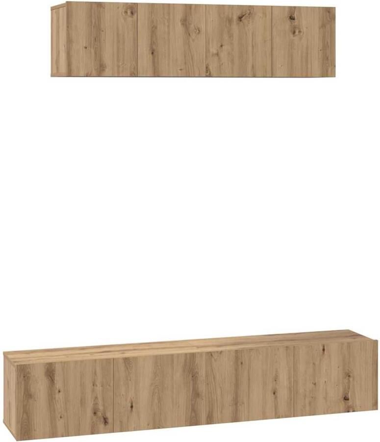 VidaXL Wand TV Kast Wandgemonteerd Anders met opslag met de deur 4 pcs artisanaal eikenkleurig