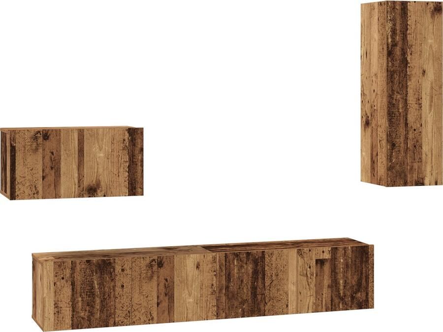 VidaXL Wand TV Kast met plank Anders met opslag 4 pcs Oude hout Medium Geengineerd hout