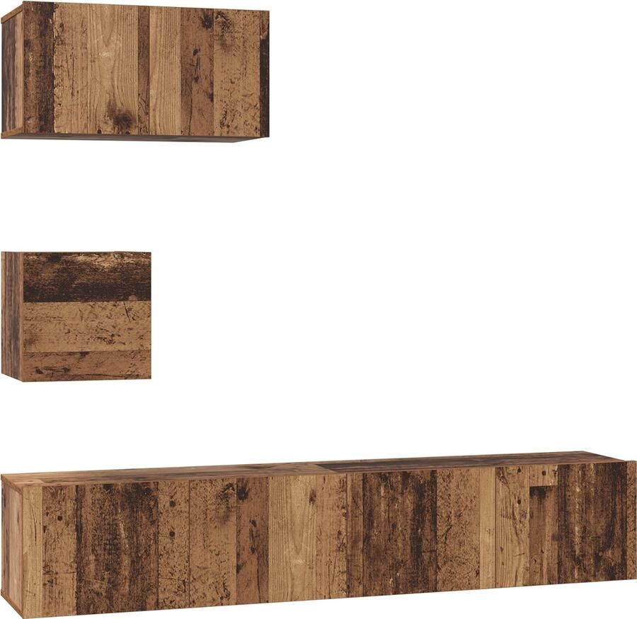 VidaXL Wand TV Kast 4 pcs Oud hout 80 x 30 x 30.5 cm Bewerkt hout