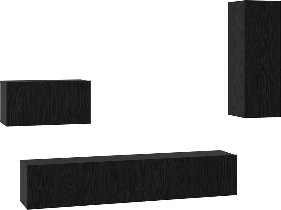 VidaXL Wand TV Kast met plank Anders met opslag met de deur 4 pcs Zwart eikenhout