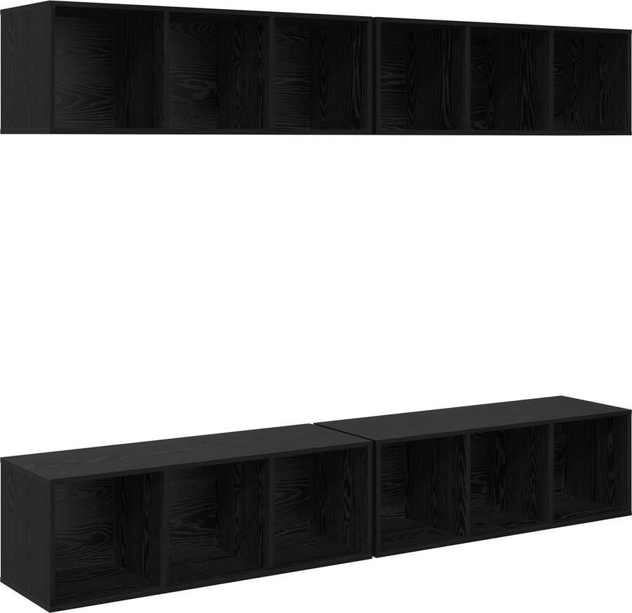 VidaXL Wand TV Kast 4 pcs Zwart eiken 37 x 37 x 107 5 cm Gelaagd hout