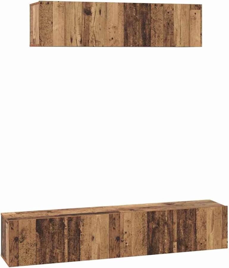 VidaXL Wand TV Kast Wandgemonteerd Anders met opslag met de deur 4 pcs Oud hout Medium Bewerkt hout