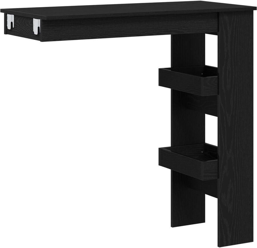 VidaXL Wandbar Tafel Zwart Eiken 102x55x103.5 cm Gemaakt van Bewerkt Hout - Foto 2