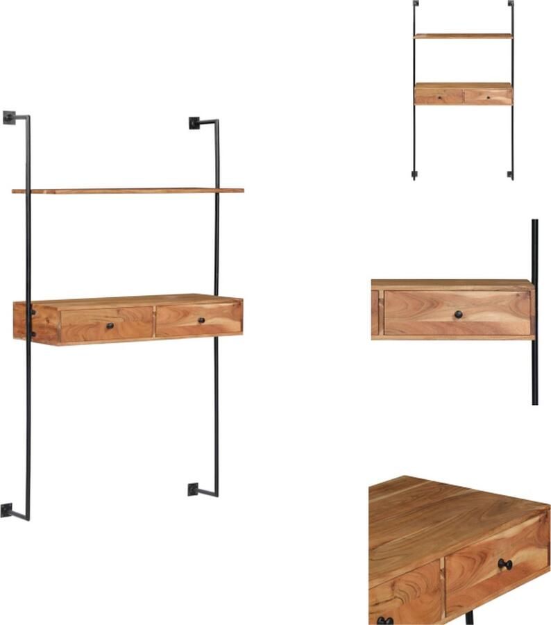VidaXL Wandbureau Wandbureaus Bureau Wandtafel Wandbureau 90x40x170 cm massief acaciahout