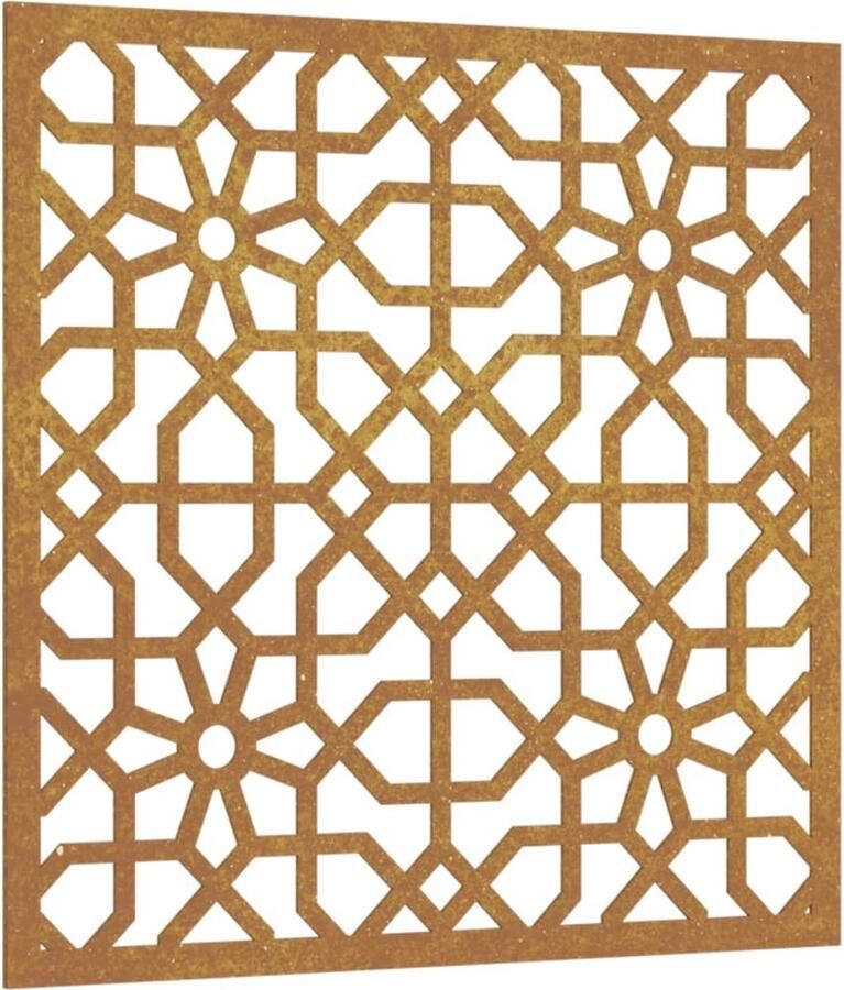 VidaXL Wanddecoratie tuin Moors ontwerp 55x55 cm Wand Decoratie Cortenstaal Moors Patroon Tuin Decoratie Buitenschildering Metalen Decoratie Rustdeco