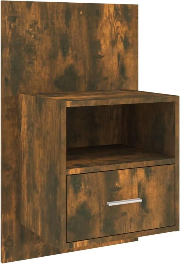 VidaXL Wandgemonteerd Nachtkastje Gerookt Eiken Wandlamp Nachtlamp Bergruimte Badkamermeubilair Houten Meubels Slaapkamersdecoratie Compact Bureau
