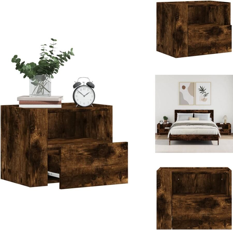 VidaXL Wandgemonteerd Nachtkastje Wandgemonteerde Nachtkastjes Bijzettafel Wandkastje Nachtkastjes 2 st wandgemonteerd 45x30x35 cm gerookt eikenkleur