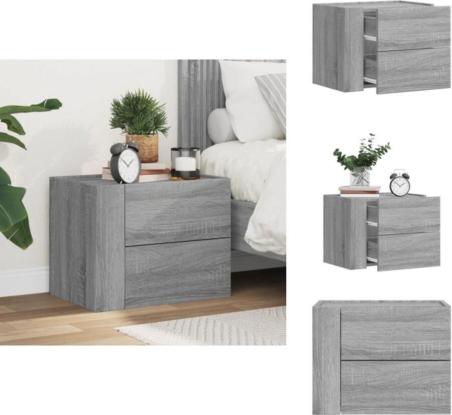 VidaXL Wandgemonteerd Nachtkastje Wandgemonteerde Nachtkastjes Bijzettafel Wandkastje Nachtkastje wandgemonteerd 45x30x35 cm grijs sonoma eikenkleur