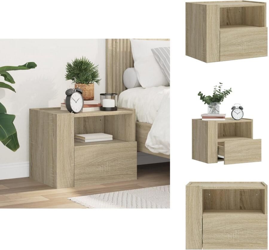 VidaXL Wandgemonteerd Nachtkastje Wandgemonteerde Nachtkastjes Bijzettafel Wandkastje Nachtkastje wandgemonteerd 45x30x35 cm sonoma eikenkleurig