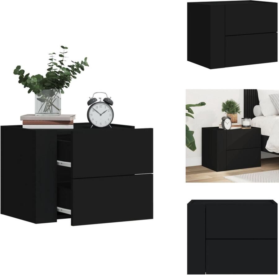 VidaXL Wandgemonteerd Nachtkastje Wandgemonteerde Nachtkastjes Bijzettafel Wandkastje Nachtkastje wandgemonteerd 45x30x35 cm zwart