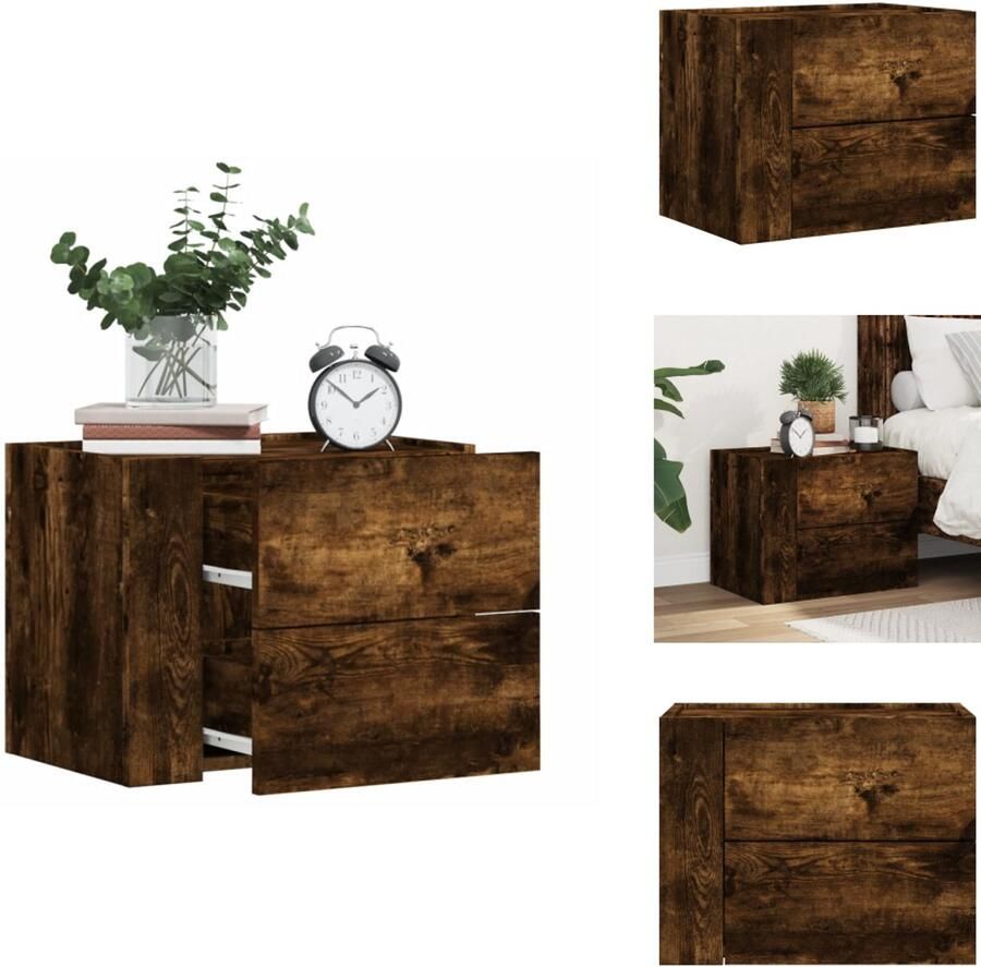 VidaXL Wandgemonteerd Nachtkastje Wandgemonteerde Nachtkastjes Bijzettafel Wandkastje Nachtkastje wandgemonteerd 45x30x35 cm gerookt eikenkleurig