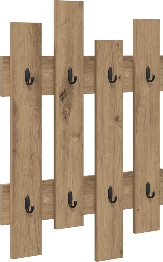 VidaXL Wandgemonteerde kapstok artisanaal eikenkleurig 60 x 3 x 82 cm
