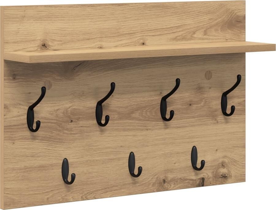 VidaXL Wandgemonteerde kapstok artisanaal eikenkleurig 60 x 40 x 12 cm