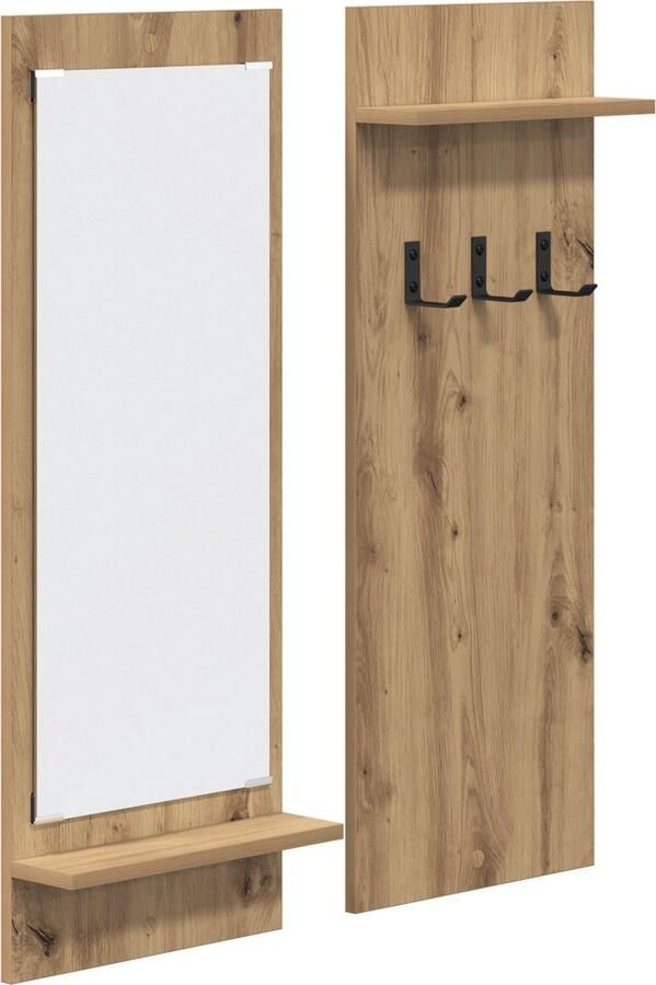 VidaXL Wandgemonteerde kapstok artisanaal eikenkleurig 70 x 10 x 90 cm