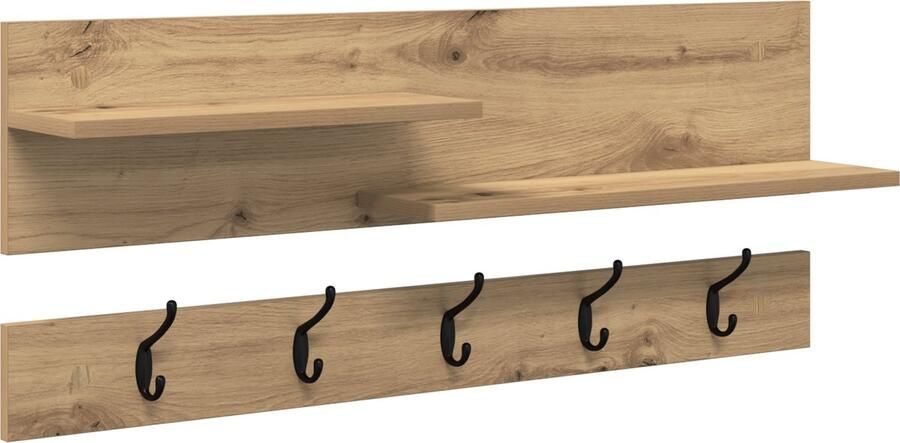 VidaXL Wandgemonteerde kapstok artisanaal eikenkleurig 90 x 15 x 36 cm