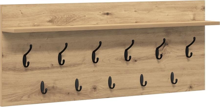 VidaXL Wandgemonteerde kapstok met plank met opslag artisanaal eikenkleurig