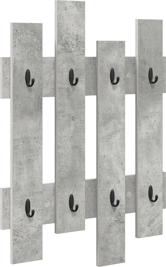 VidaXL Wandgemonteerde kapstok Betongrijs 60 x 3 x 82 cm Bewerkt hout