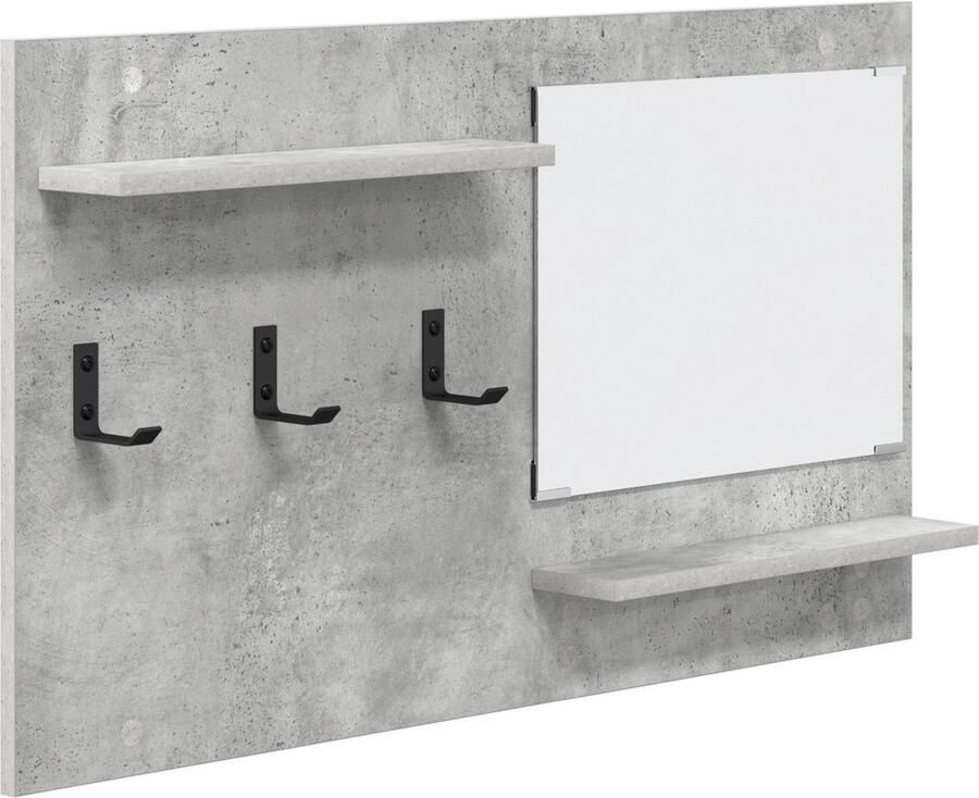 VidaXL Wandgemonteerde kapstok met plank met opslag met spiegel Beton grijs Bewerkt hout