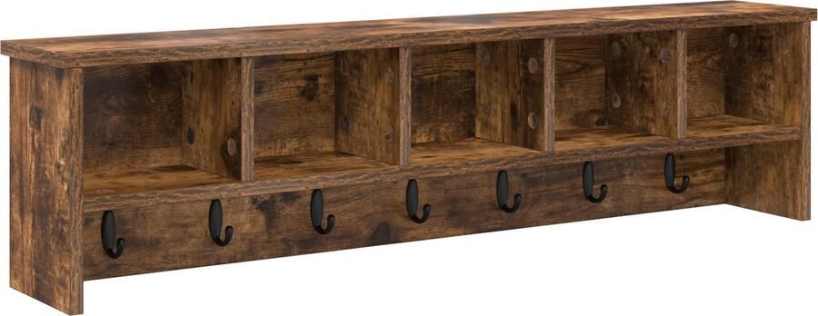 VidaXL Wandgemonteerde kapstok Gerookt eiken 100 x 16 x 26 cm