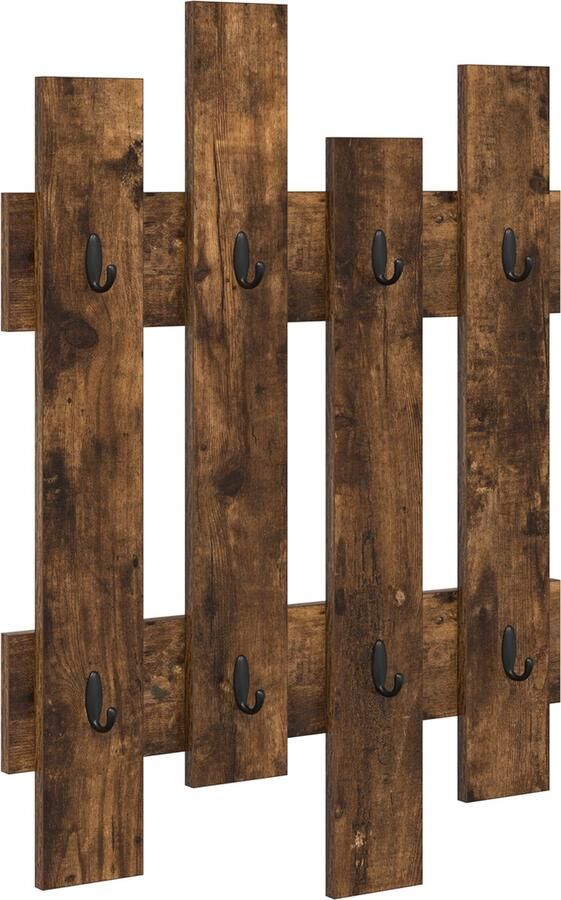 VidaXL Wandgemonteerde kapstok met opslag Gerookt eiken 60 x 3 x 82 cm