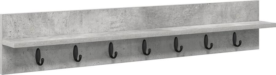 VidaXL Wandgemonteerde kapstok met plank Betongrijs 100 x 10.5 x 18 cm