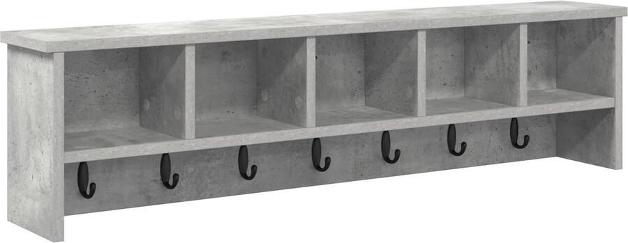 VidaXL Wandgemonteerde kapstok met plank Betongrijs 100 x 16 x 26 cm