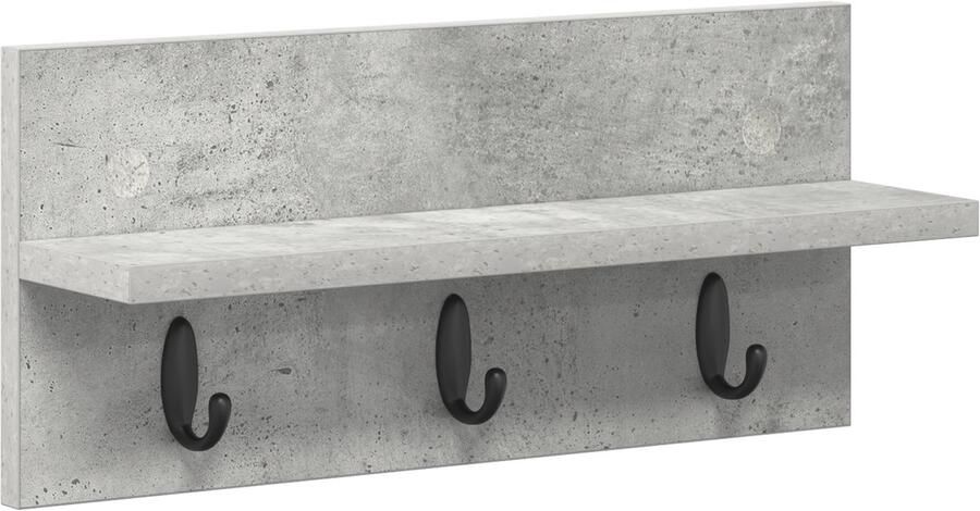 VidaXL Wandgemonteerde kapstok met plank Betongrijs 40 x 10.5 x 18 cm