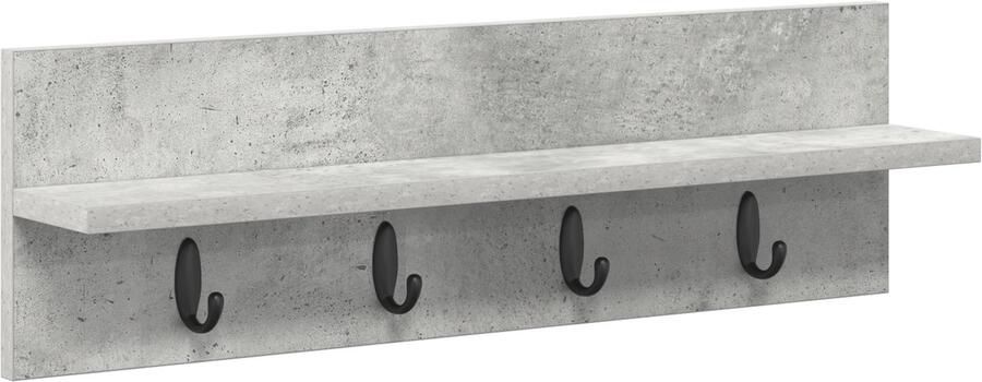 VidaXL Wandgemonteerde kapstok met plank Betongrijs 60 x 10.5 x 18 cm