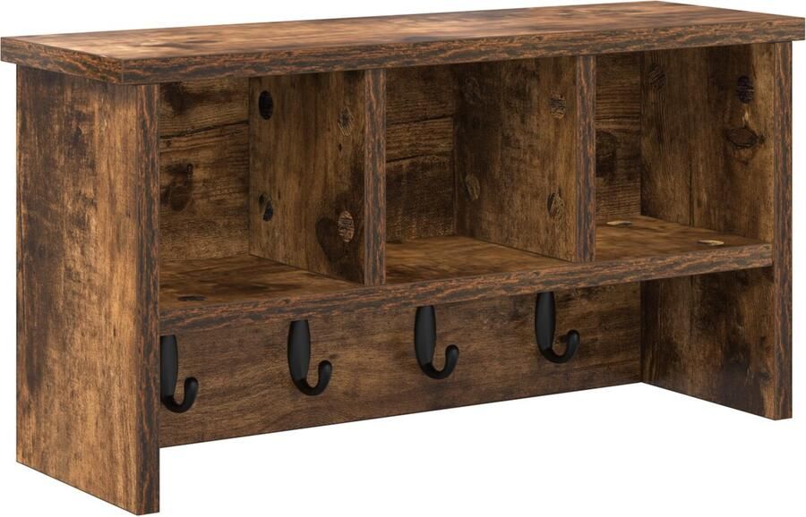 VidaXL Wandgemonteerde kapstok met plank Gerookt eiken 50 x 16 x 26 cm