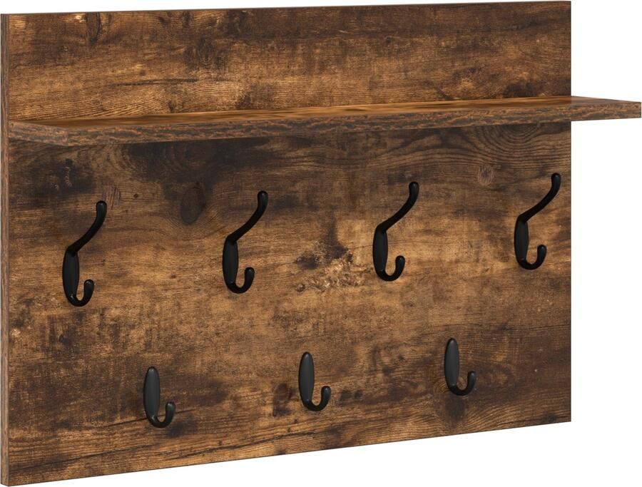 VidaXL Wandgemonteerde kapstok met plank Gerookt eiken 60 x 40 x 12 cm