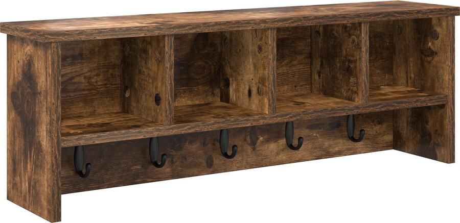 VidaXL Wandgemonteerde kapstok met plank Gerookt eiken 75 x 16 x 26 cm