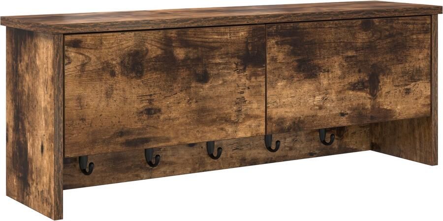 VidaXL Wandgemonteerde kapstok met plank Gerookt eiken 80 x 20 x 30 cm