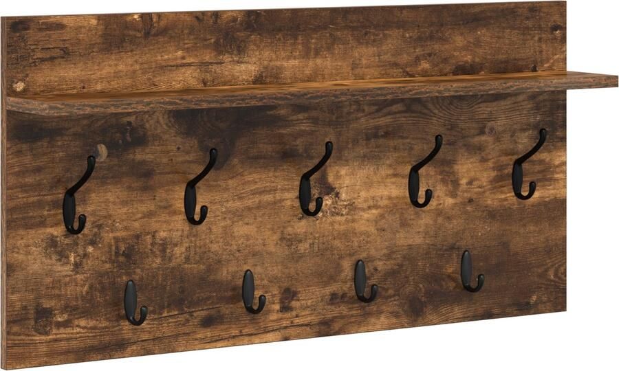 VidaXL Wandgemonteerde kapstok met plank Gerookt eiken 80 x 40 x 12 cm