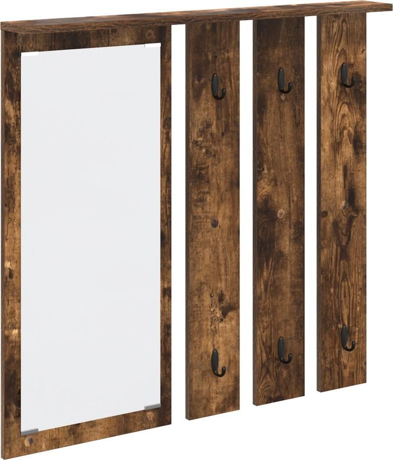 VidaXL Wandgemonteerde kapstok met plank Gerookt eiken 84 x 10 x 80 cm
