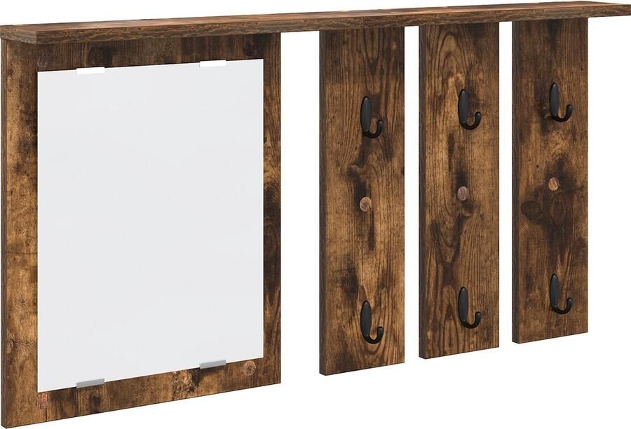 VidaXL Wandgemonteerde kapstok met plank Gerookt eiken 84 x 10 x 80 cm