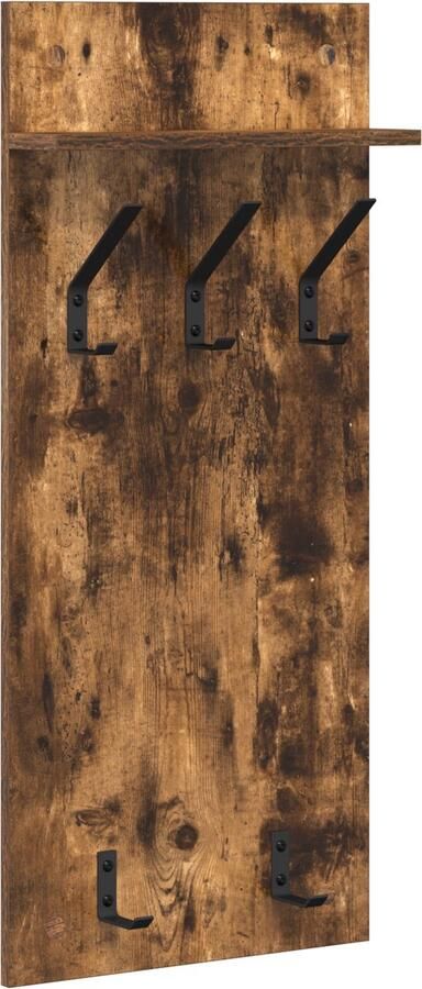 VidaXL Wandgemonteerde kapstok met plank Gerookt eiken 90 x 40 x 10 cm