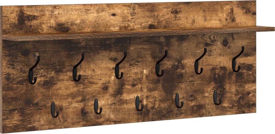 VidaXL Wandgemonteerde kapstok met plank Gerookt eiken Bewerkt hout