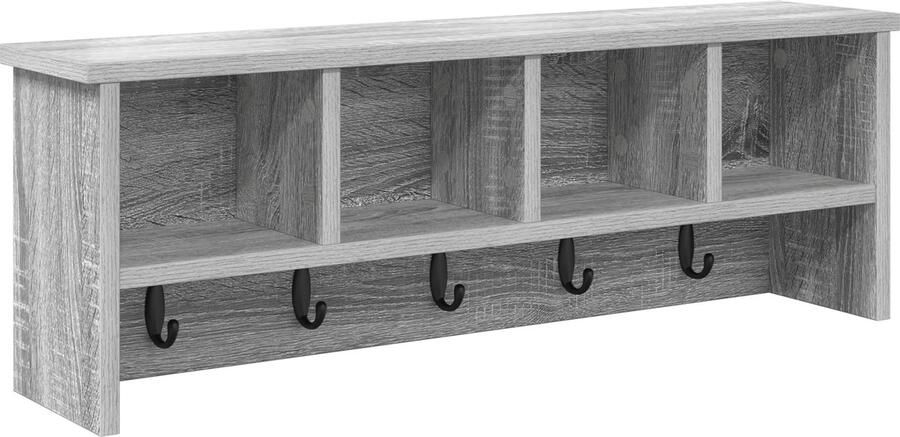 VidaXL Wandgemonteerde kapstok met plank Grijs sonoma 75 x 16 x 26 cm