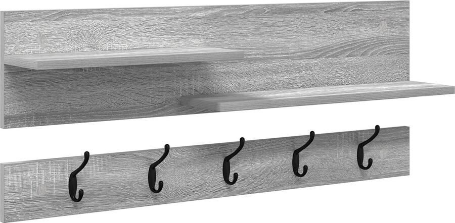 VidaXL Wandgemonteerde kapstok met plank met opslag Grijs sonoma 90 x 15 x 36 cm