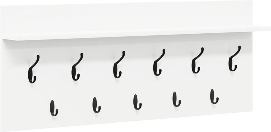 VidaXL Wandgemonteerde kapstok met plank met opslag Wit Bewerkt hout