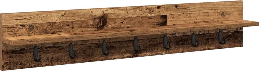 VidaXL Wandgemonteerde kapstok met plank Oud hout 100 x 10.5 x 18 cm