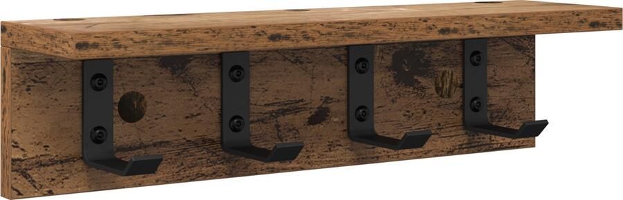 VidaXL Wandgemonteerde kapstok met plank Oud hout 40 x 10.5 x 10.5 cm
