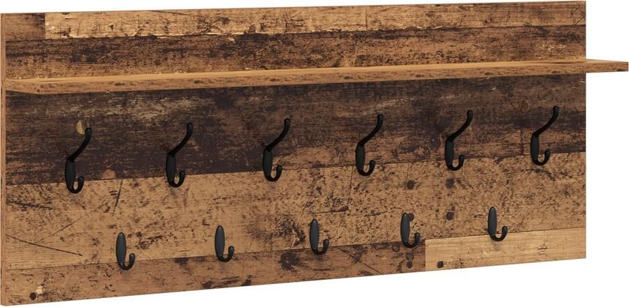 VidaXL Wandgemonteerde kapstok Oud hout 100 x 40 x 12 cm Bewerkt hout
