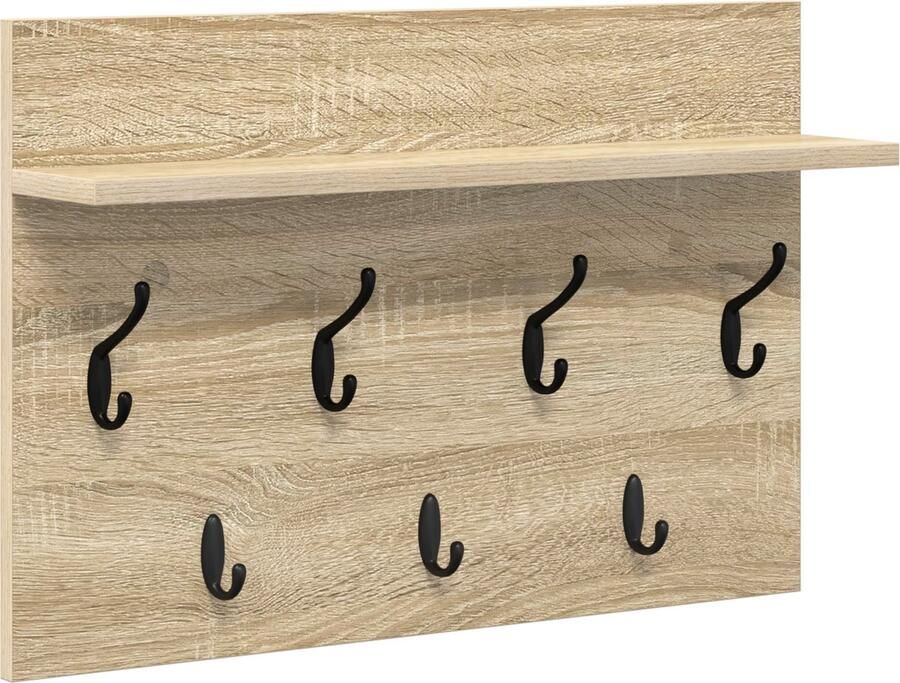 VidaXL Wandgemonteerde kapstok met plank Sonoma eiken 60 x 40 x 12 cm
