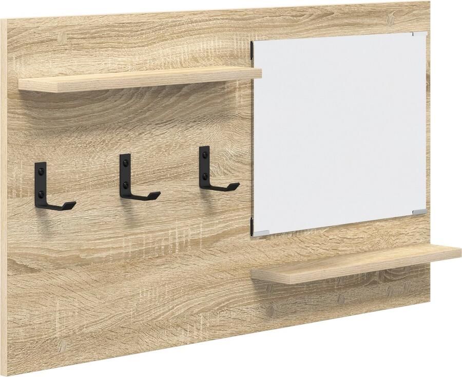 VidaXL Wandgemonteerde kapstok met plank met opslag met spiegel Sonoma eiken Bewerkt hout