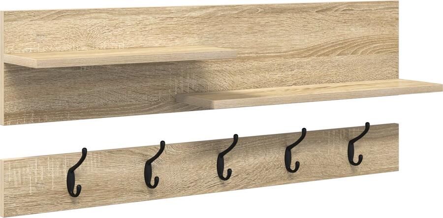 VidaXL Wandgemonteerde kapstok met plank met opslag Sonoma eiken 90 x 15 x 36 cm