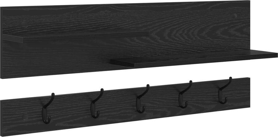 VidaXL Wandgemonteerde kapstok met plank met opslag Zwart eiken 90 x 15 x 36 cm