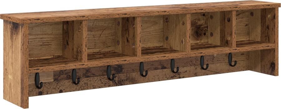 VidaXL Wandgemonteerde kapstok Oud hout 100 x 16 x 26 cm Bewerkt hout
