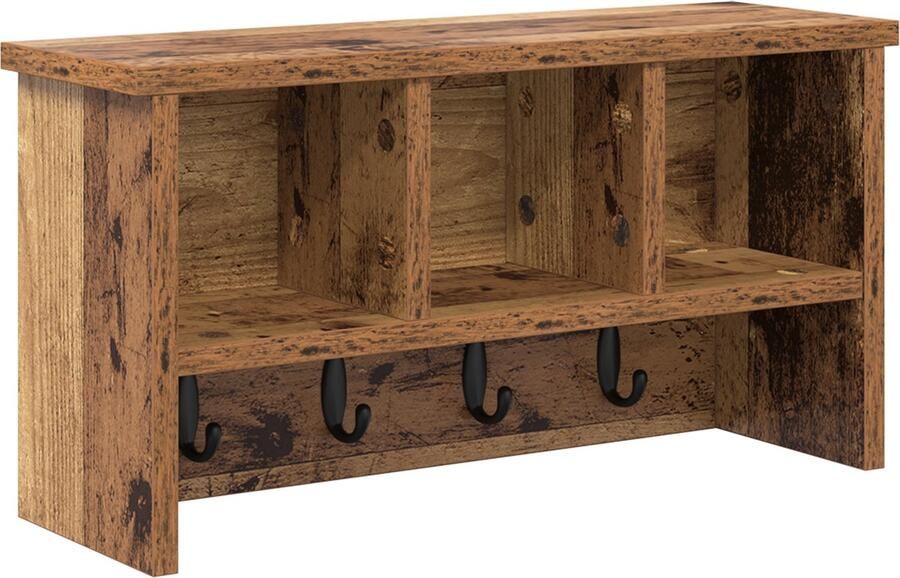 VidaXL Wandgemonteerde kapstok Oud hout 50 x 16 x 26 cm Bewerkt hout